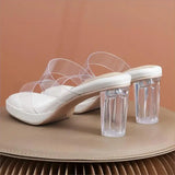 Soft Slides Clear Shoes for Women Transparent Sandals Summer Heeled Outside Woman Slippers Pvc Eva Designer Original Casual