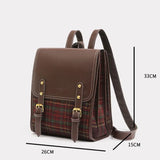 High Capacity Bag  New Leisure Retro Backpack Plaid Women's Handheld Korean Schoolbag For Teen Girls Female Travel Backpack