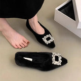 Women Shoes Autumn Modis Loafers Fur Female Footwear Pointed Toe Casual Sneaker Fall New Comfortable Winter Dress Moccasin