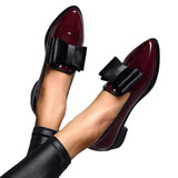 New Women's Loafers Bow Decor Pointed Toe Flat Shoes for Women Patent Leather Shallow Mouth Commuter Daily Casual Shoes