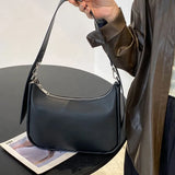 Black Simple Solid Color Women Shoulder Bags PU Leather High Fashion Underarm Bag Designer Luxury Handbags New Versatile