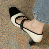 Spring New High Heels Women Shoes Designer Square Toe Chunky Sandals Sexy Party Shoes Retro Mary Janes Pumps Zapatillas