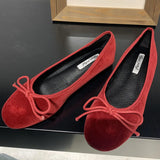 Fashion Silk Women Ballet Flats Shoes Footwear Designer Shallow Female Round Toe Butterfly-Knot Ladies Flats Slides Shoes