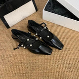 Square Toe Casual Woman Shoe Shallow Mouth Autumn Female Footwear Low Heels Elegant Summer Fall New Dress Leisure Mary Janes PU