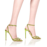 New brand Sequined Crystal Women Sandals Sexy Spike High heels Gladiator sandals Summer Wedding Prom Shoes Sandalias Mujer