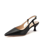 Summer Pointed Toe White Pumps Heeled High Heels Footwear Buckles Ladies Shoes Beige Sandals for Women H Korea Comfort Sale