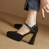 Ladies Summer Footwear Shoes for Women Chunky Heels Formal Pointed Toe High Black Block Heel Pumps on Heeled Slip Quality F