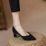 With Medium Heels Shoes for Women Formal Square Office Ladies Summer Footwear Black on Offer Lastest Fashion Trend Spring H