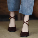 New Vintage Super High Heels Mary Jane Shoes Women Ankle Buckle Platform Pumps Woman Round Toe Chunky Heeled Lolita Shoes