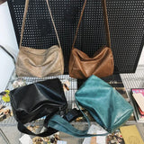 Simple PU Large Capacity Crossbody Bags New Zipper Solid Color Fashion Soft Versatile Sewing Thread Shoulder Bags