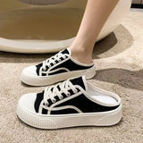 Shoes for Women Outside Slides Height Woman Slippers Canvas Sandals Mules New Style Comfortable and Elegan High Quality Korea 39