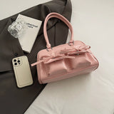 Exquisite girl's shoulder bag handbag, solid color PU material, high-grade fabric, large space, to meet the daily use of women