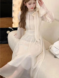 Elegant Chiffon Y2k Party Mini Dress Korean Women Fashion Long Sleeve One Piece Vestidos Spring Autumn Wedding Robe Mujers