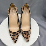 Suede Leopard print gradient high heels women's leopard print dress sexy pointed shoes high heels for parties shoes women