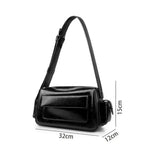 Retro Black Pillow Bag Women Harajuku Pu Leather Large Capacity Tote Bag Purse Ladies Vintage Y2k Handbag Bolsos Mujer