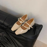 Square Toe Casual Woman Shoe Shallow Mouth Autumn Female Footwear Low Heels Elegant Summer Fall New Dress Leisure Mary Janes PU