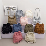 Korean Fashion Big Pleated Plaid Silver Quilted Padding Women's Nylon Underarm Shoulder Bag New Bag Handbag Y2K