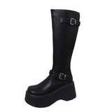 Women Knee High Boots Fashion Slip On Platform Wedges Heel Long Booties Autumn Winter Female Shoes