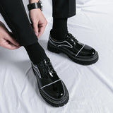 Leather shoes men office casual high platform leather shoes patent male harajuku streetwear korean vintage wedding shoe