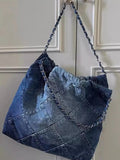 Y2k Grunge Denim Tote Bag Women Vintage Casual Large Capacity Handbag Purse Female Retro Harajuku Aesthetic Shoulder Bag