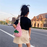 Cute Strawberry Pattern Kids Chest Bag Canvas Messenger Bag Children Outdoor Zipper Waist Pack Luxury Bags Designer