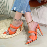 Sexy Pointed Toe Golded High Heels Women Slippers Cozy PU Leather Summer Party Banquet Shoes Ladies Sandalias De Mujer