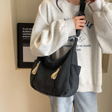 Retro Canvas Underarm Hobo Bag Women Shoulder Crossbody Bag New Commuting Versatile Simple Tote Bag