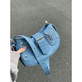 Retro Cool Ladies Shoulder Bags Fashion Rivet Women's Underarm Bags Crossbody Bag Y2K PU Leather Female Tote Handbags Purse