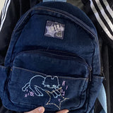 Kawaii Denim Y2k Backpack for Women Vintage Korean Student Schoolbags Trendy Cartoon Aesthetic Backpacks Preppy School Bags