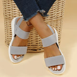 Casual and Comfortable All-match Hollow Elastic Band Buckle Trifle Bottom Women's Sandals Solid Color Plus Size Women's Sandals