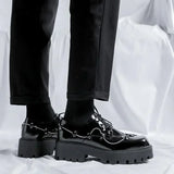 Black Shoes Men Classic Platform Oxford Dress Shoes Men Retro Patent Leather Footwear Low-Ankle Party Shoes Mocassin Homme