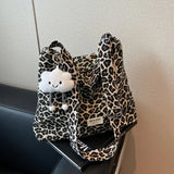 Canvas Leopard Print Hot Selling Shoulder Bag Large Capacity Zipper Versatile Fashion Handbag Soft Simple Trendy Tote Bag