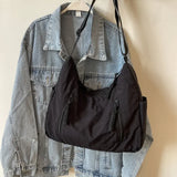New Casual Versatile Slant Cross College Student Fashion Commuter ShoulderBag Large Capacity Canvas Solid Color Women's Bag