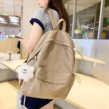 New Simple Solid Color Women Backpack Large Capacity Student Laptop Backpack Cute Girl Leisure Travel School Bags Nylon Book Bag