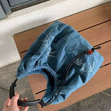 New Chinese Style Denim Large Capacity Tote Bag Summer New Vintage Bags for Women