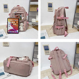 Preppy School Bag Student Backpack Nylon Cute Girl Backpack Badge Pendant Travel Bag