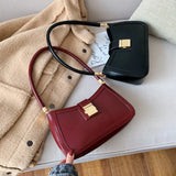 Luxury Brand Pu Leather Solid Color Shoulder Bags For Women  Hit Lock Handbags Small Travel Handbag Lady Fashion Bag