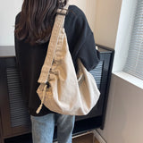 Large Capacity Canvas Shoulder Bag For Women College Student Book Bag Fashion Travel Shopping Crossbody Bag School Messenger Bag