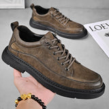 Classic Men's Genuine Leather Shoes Business Fashion Casual Shoes Office Banquet Dress Shoes Men's Outdoor Retro Hiking Shoes