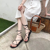 Roman Style No Heel Flat Rubber Summer Beach Women's Shoes Footwear with Strap Sandals for Woman Casual Wholesale Daily H F