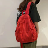 American Style Cool Canvas Backpack Women Solid Color Unisex High Capacity Student College Backpack Girl Boy Travel BookBag