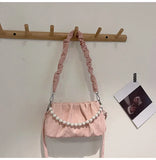 Pure Color Beauty Summer New Pleated Cloud Sleeve Bag High-end Light Luxury Women's Crossbody Bag