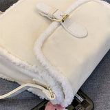 Fashion Corduroy Women Purse Shoulder Bags Solid Color Ladies Winter Furry Crossbody Bags Casual Plush Female Tote Handbags