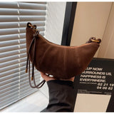 Velvet Material Zipper High Quality Shoulder Bag Solid Color Simple Fashionable Crossbody Bag Soft Western Style Handbag