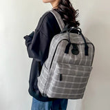 College School Bags Portable Handle Women Laptop Rucksack Plaid Patchwork Book Backpack for Teenage Girls Boys Travel Rucksack