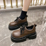 Square Toe Shoes Woman Flats Clogs Platform Autumn British Style Oxfords Casual Female Sneakers Dress New Creepers Fall Preppy W