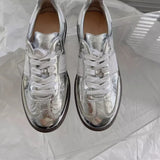 Woman Footwear Lace Up Sports Sneakers Silver Shoes for Women Athletic Designer Luxury High Quality Aesthetic Fashion A Y2k