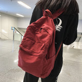 College Student Fashion Canvas Women Backpack Female Travel Kawaii Rucksack Ladies Backpack Solid Color School Bag Mochilas
