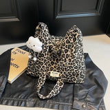 Canvas Leopard Print Hot Selling Shoulder Bag Large Capacity Zipper Versatile Fashion Handbag Soft Simple Trendy Tote Bag