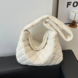 Classic Solid Color Corduroy Soft Autumn Crossbody Bag Lightweight Fashion Women Hobo Bag Student Commuter Fine Shoulder Bag